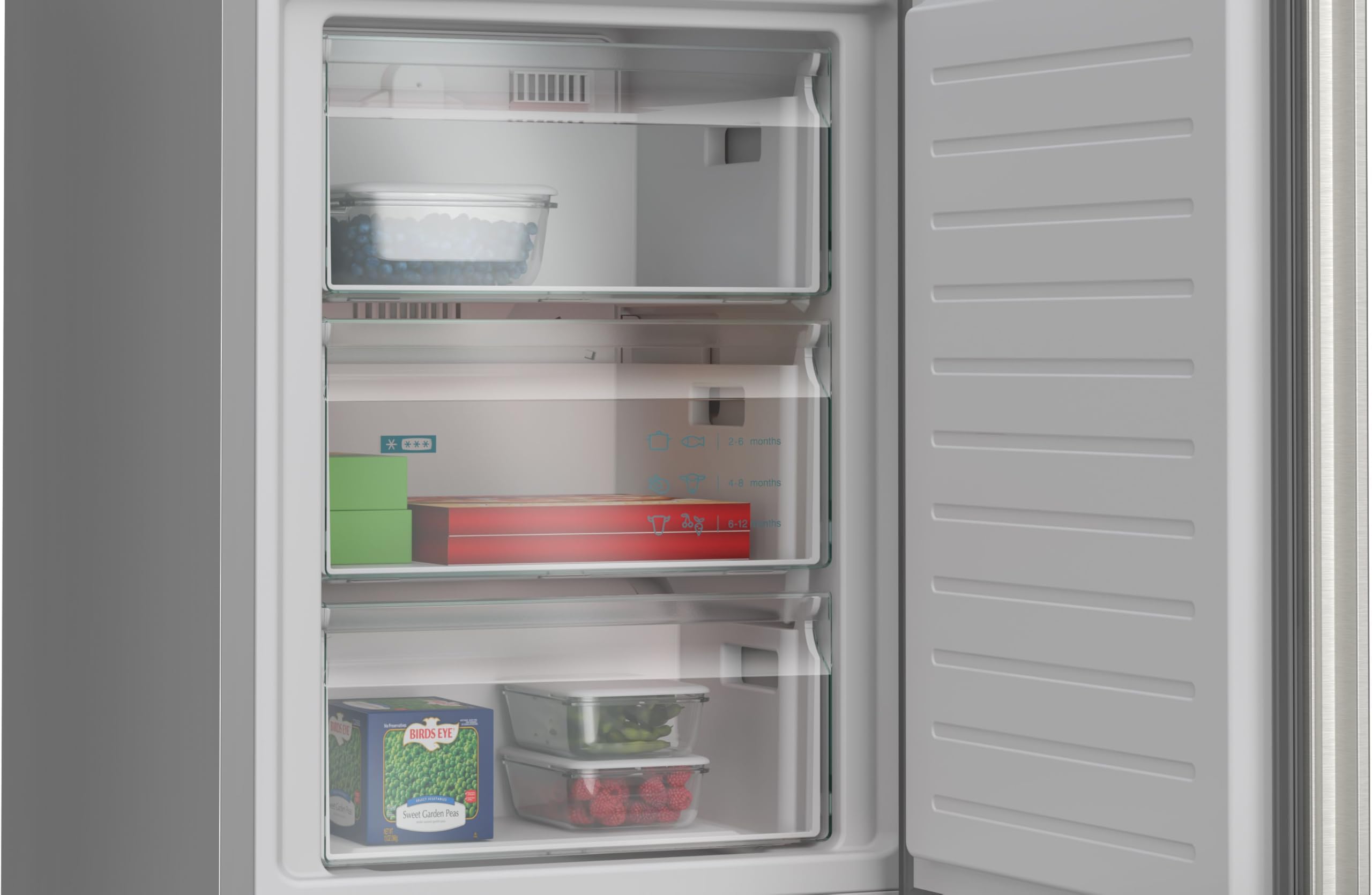 Siemens iQ300 Freistehende Kühl-Gefrier-Kombination 203 x 60 cm, KG39NVICG, 260 L Kühlen & 103 L Gefrieren, Total noFrost, Nahtlose Platzierung, hyperFresh Technologie, LED-Beleuchtung, Edelstahl