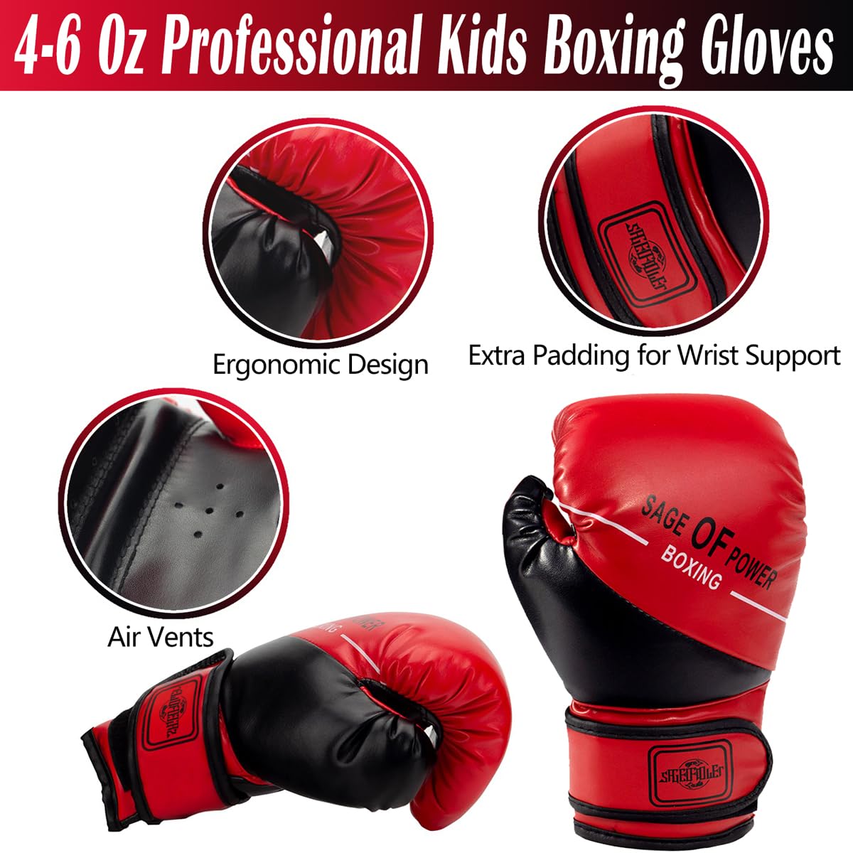 RDX Guantoni da Boxe Bambini Muay Thai e Allenamento, Maya Hide Pelle, 6oz 4oz Junior Combattimento Guanti da Sacco Bambino per Sparring Sacchi Pugilato Punzonatura MMA Kick Boxing Gioventù Gloves