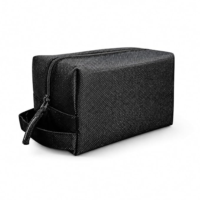 Multipurpose Travel Pouch-Black, Waterproof Storage Bag for Toiletries, Shaving Kit & Stationery, Strong Zipper, Durable PVC Coated Fabric, Easy-to-Clean & User Friendly Stuff Organizer