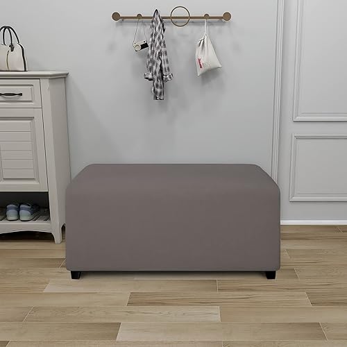 Vista 48 de PureFit Funda otomana rectangular de ajuste suave superelástica, para taburete de pies y muebles de almacenamiento plegables para sala de estar