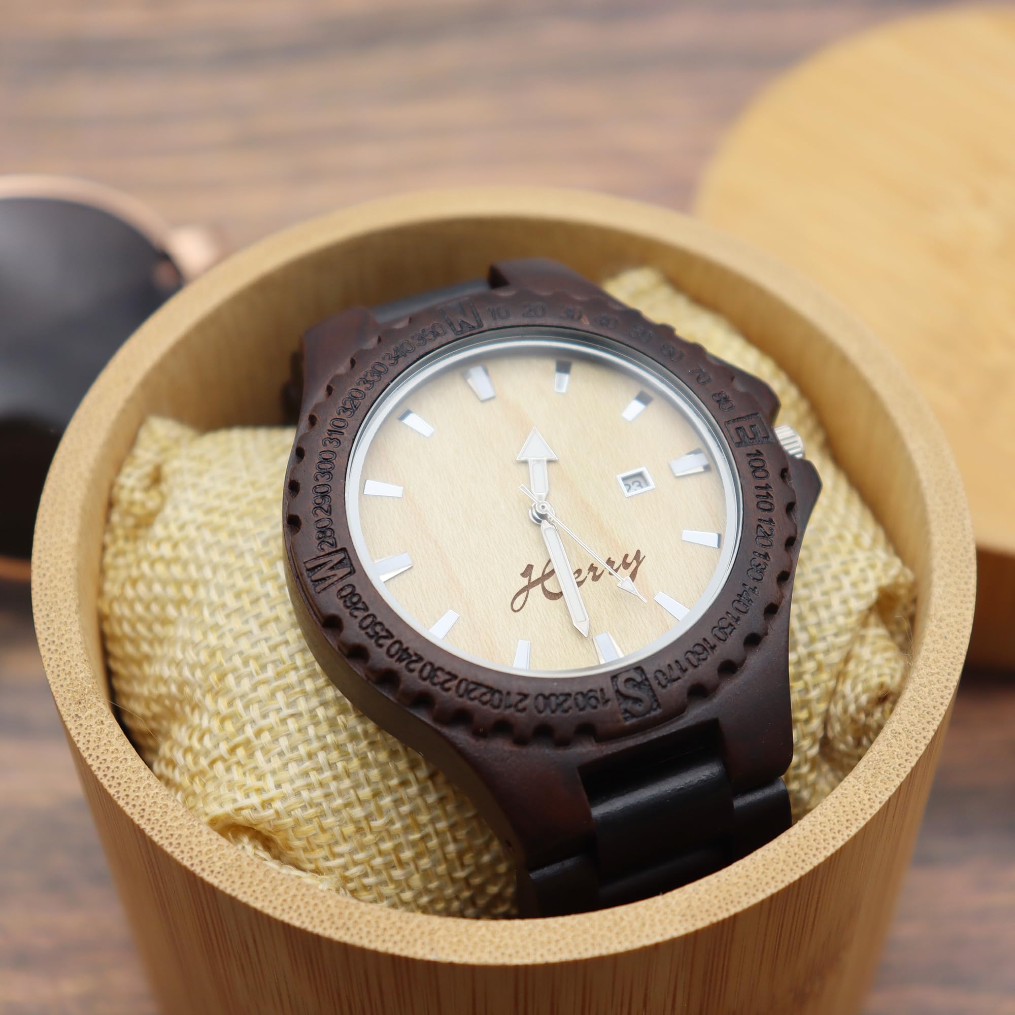 Regalo personalizado para hombres – Reloj de madera grabado personalizado, 8º aniversario de boda para marido, regalo del día del padre para marido, regalo de cumpleaños para marido