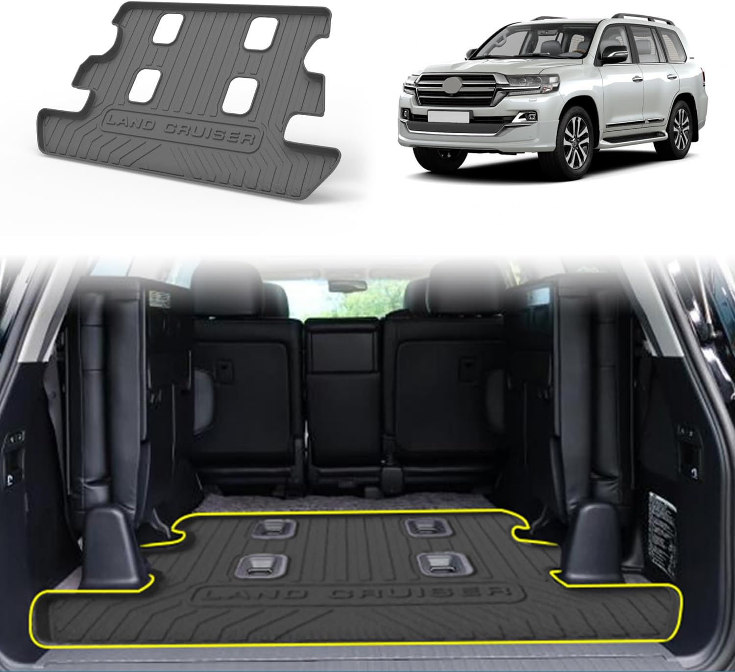 3D Cargo Liner Trunk Mat for To-yota Land Cruiser LC200 2010-2021 7Seats TPE Rubber Heavy Duty Waterproof Boot Liner All Weather Protection LC200 Interior Accessories