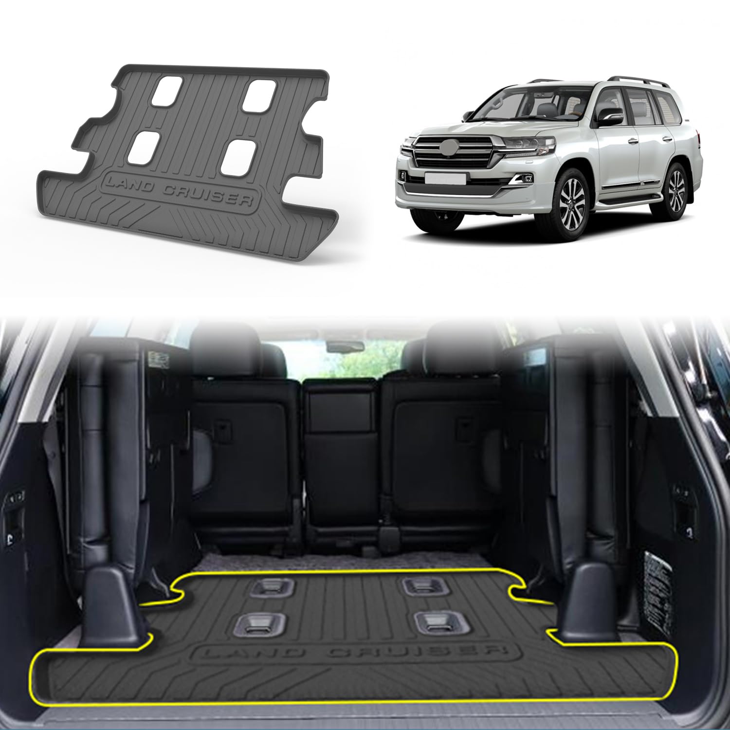 CMPCTR 3D Cargo Liner Trunk Mat for To-yota Land Cruiser LC200 2010-2021 7Seats TPE Rubber Heavy Duty Waterproof Boot Liner All Weather Protection LC200 Interior Accessories