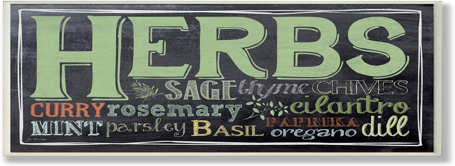 Stupell Home Décor Herbs Chalkboard Look Typography Kitchen Wall Plaque, 7 x 0.5 x 17, Proudly Made in USA