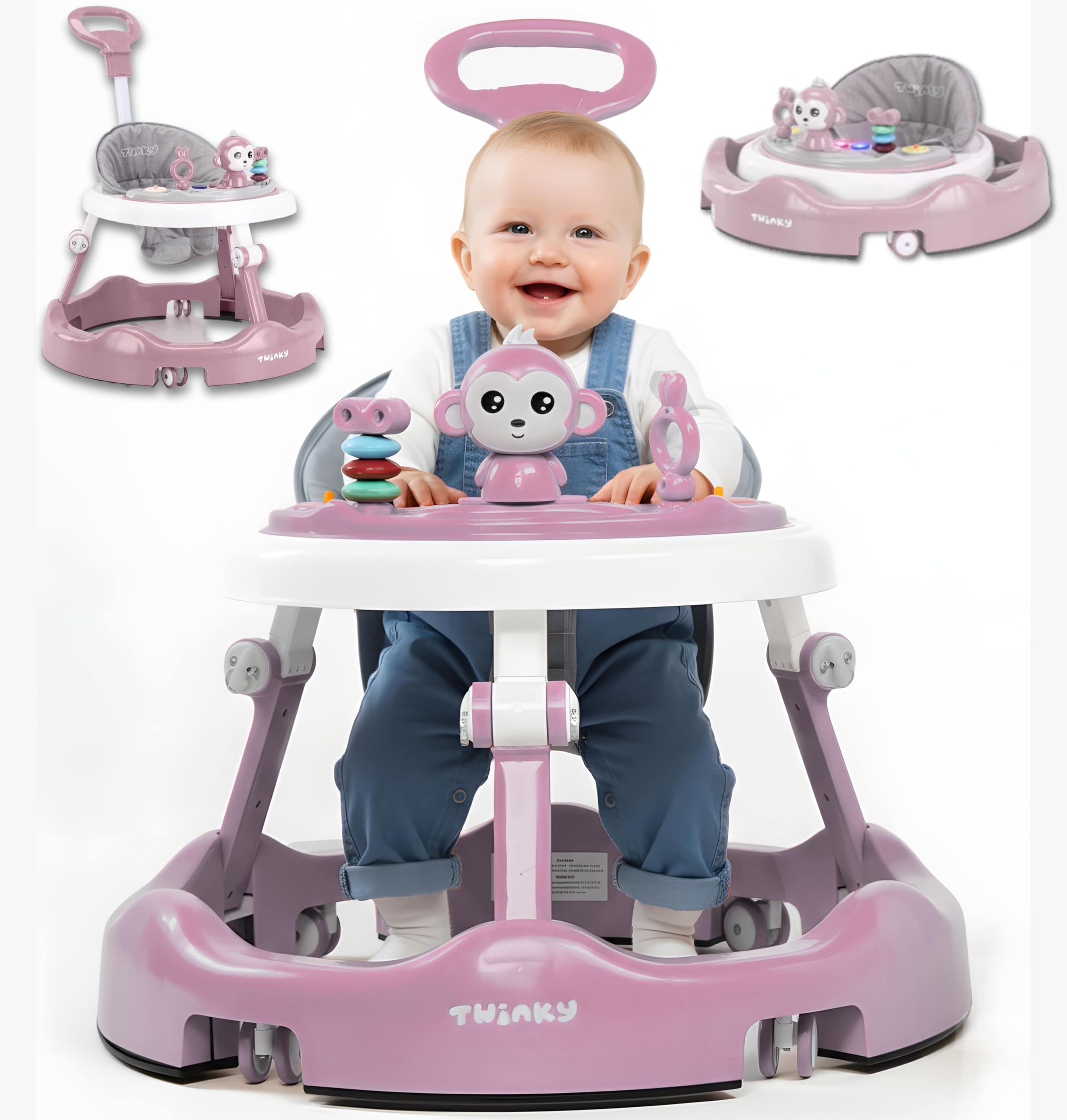 Twinky® Baby Walker with Play Set and Floor Mat – Sturdy Walking Aid with 4 Adjustable Positions – Ideal for Helping Your Child Take Their First Steps