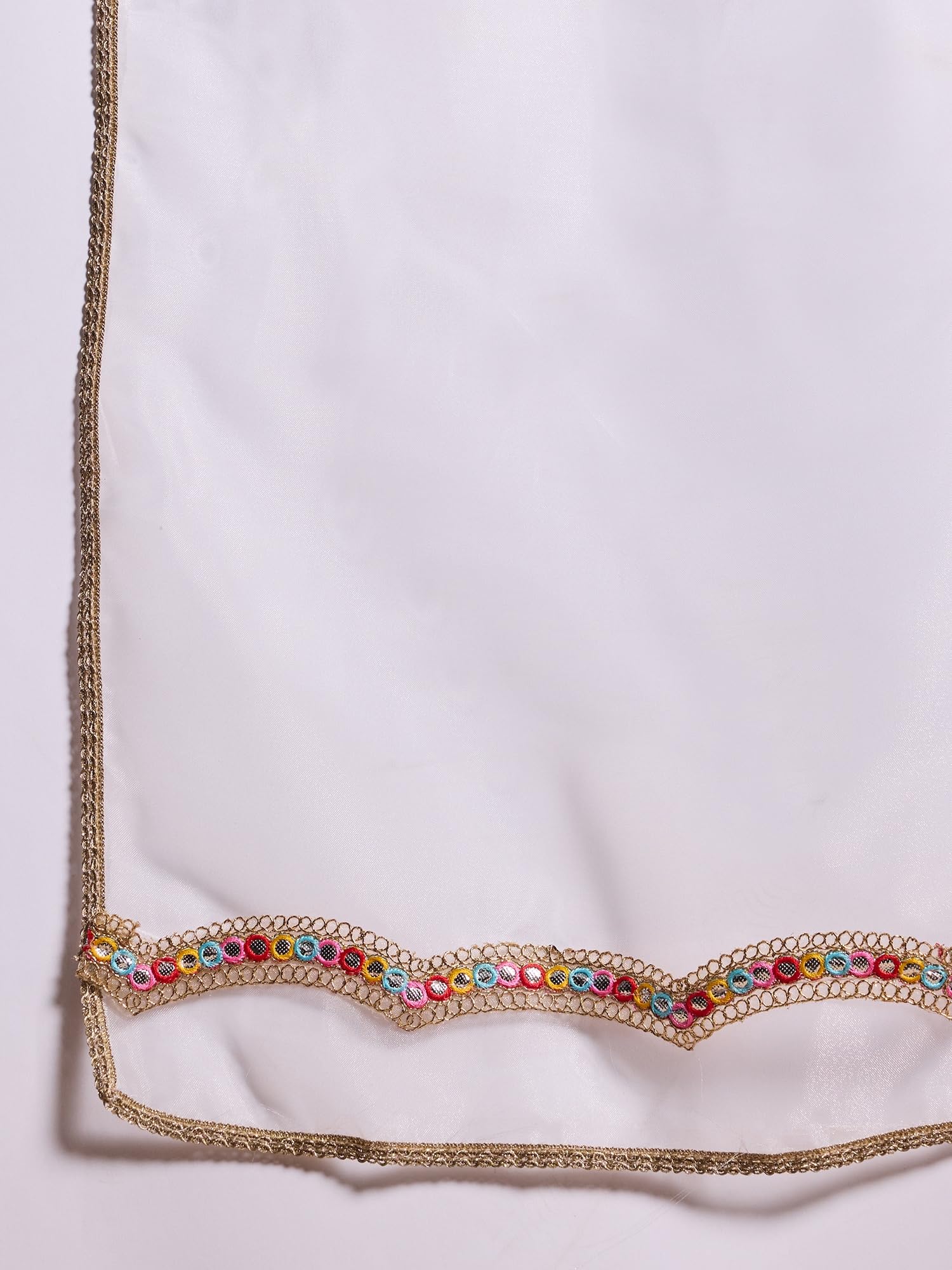 Pspeaches Dziewczęcy bawełniany zestaw kurta z rękawami 3/4 i haftowanym dziurką od klucza, nadruk Gota Pati, Dupatta dla dziewczynek
