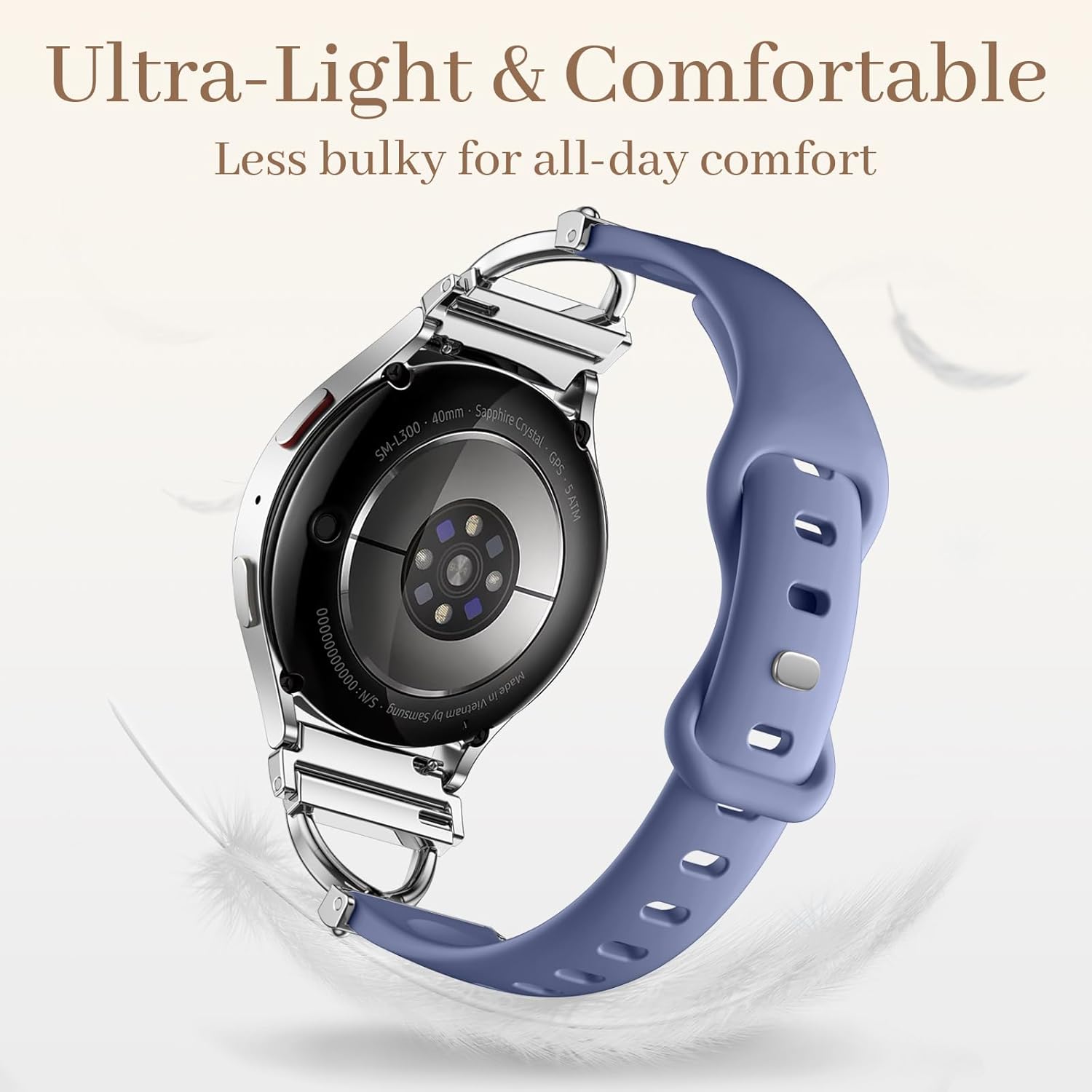 Getino Thin Bands Compatible with Samsung Galaxy Watch 7 Band 6 5 4 FE Active 2 40mm 44mm/Galaxy Watch 6 4 Classic/5 Pro, 20mm Watch Band Skinny Slin Silicone Sport Strap for Samsung Watch Bands Women - Image 8