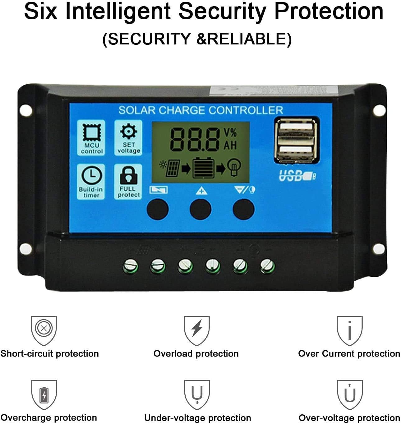 Solar Charge Controller, Lpluziyyds 10A Solar Panel Controller 12V/24V PWM Auto Parameter Adjustable LCD Display Solar Panel Battery Regulator with Dual USB Port : Patio, Lawn & Garden