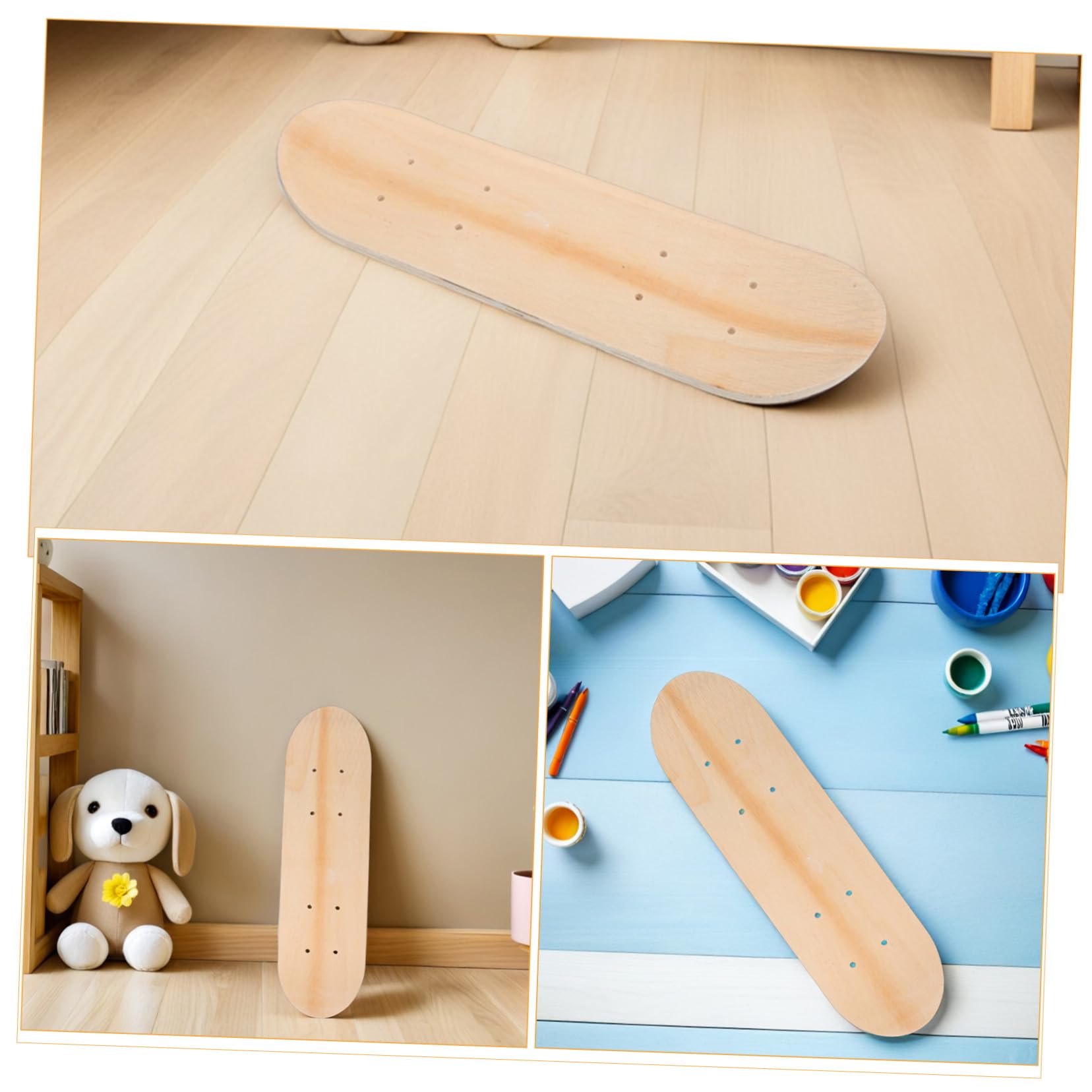 Milisten Set 3 Pezzi Tavola Skate in Legno 7 Strati per Ragazzo Ragazza, Superficie Liscia per DIY Skateboard e Pittura Artistica