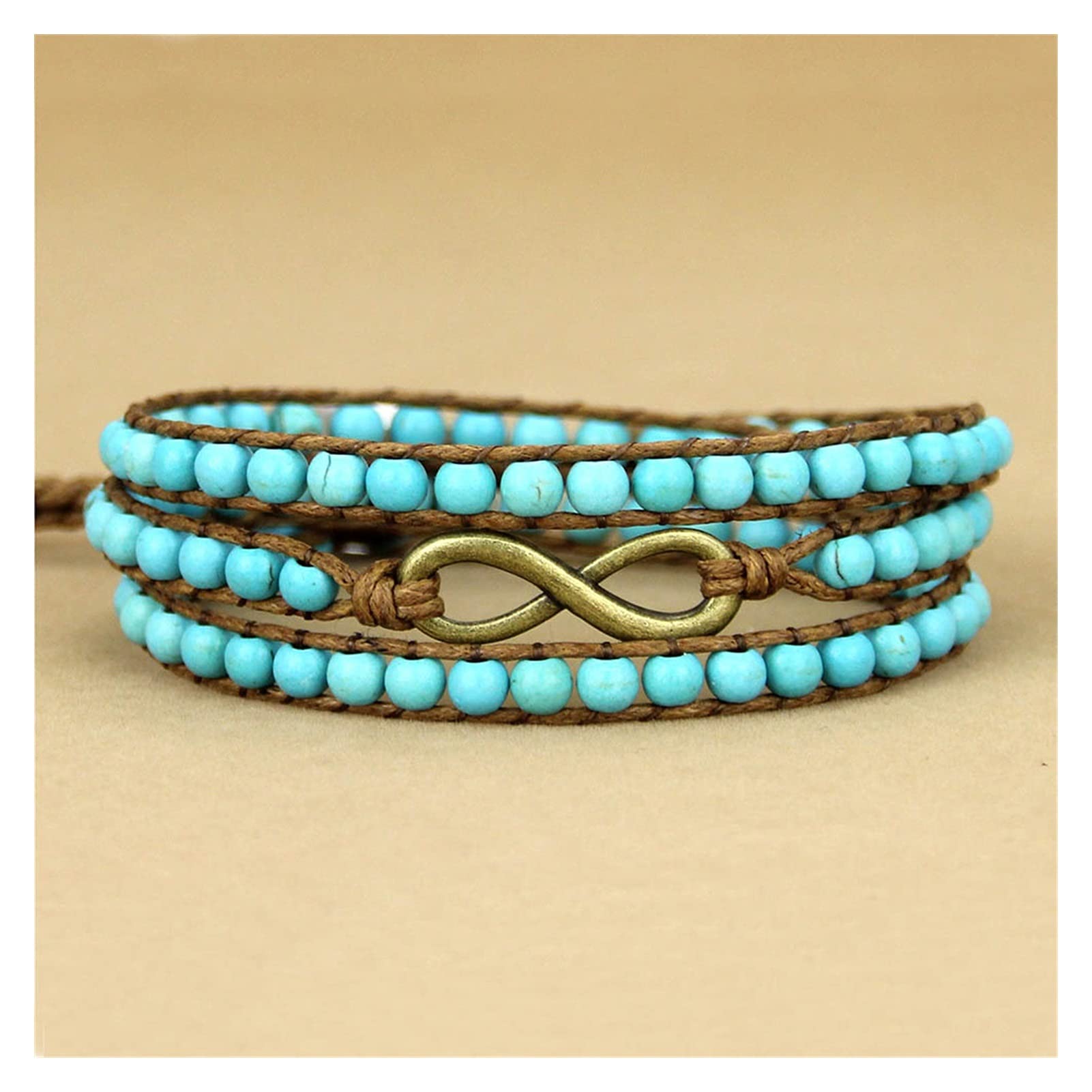 Pulsera Semi Preciosa Piedra con Encanto Infinito Pulsera Pulsera Amistad Pulsera Multicapa Amistad Pulseras (Metal Color : Silver)