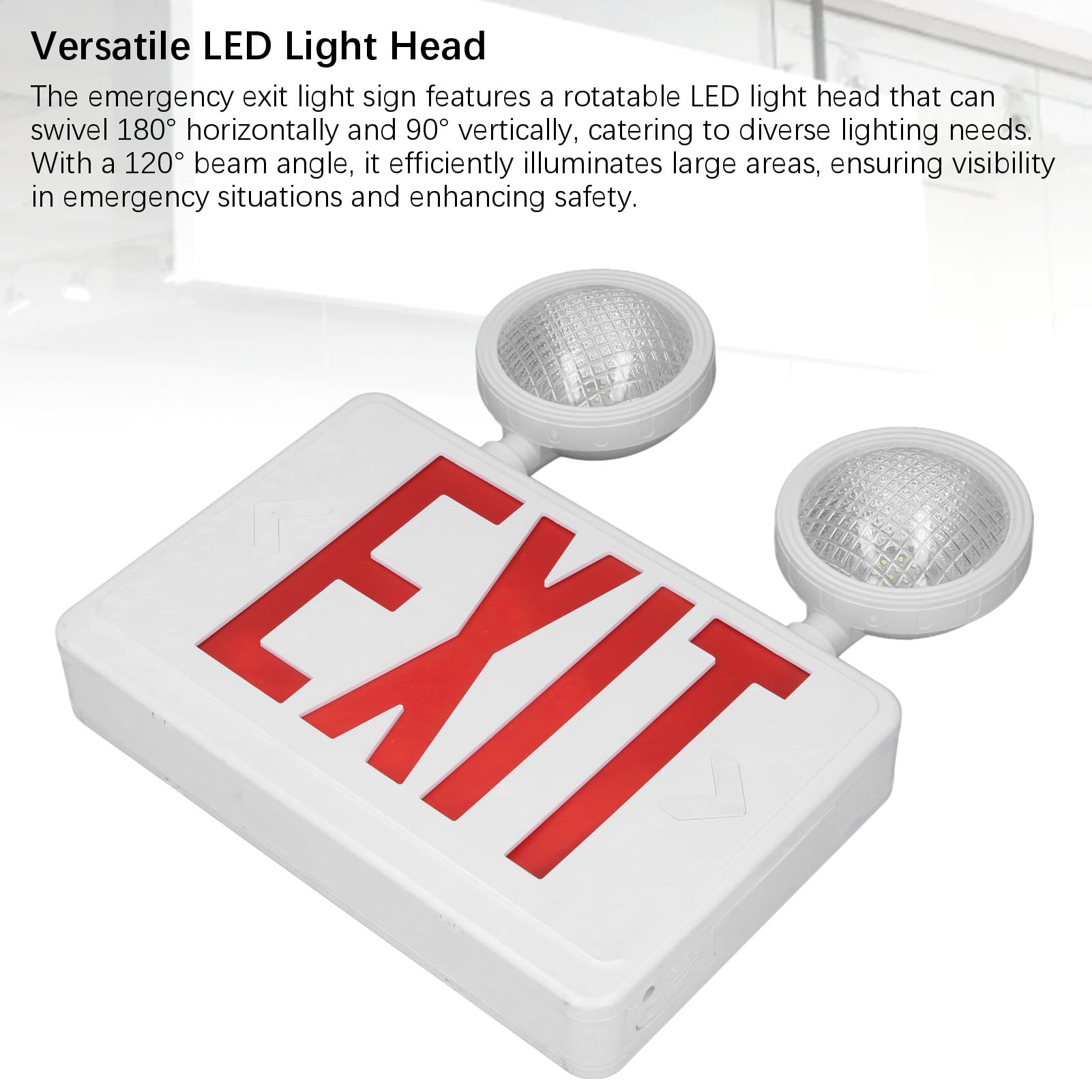 SeñAl de Salida de Emergencia Combinada de Respaldo de Batería de Doble Cara LED Giratoria Resistente Al Agua para Uso en Interiores y Exteriores, Adecuada para Edificios de