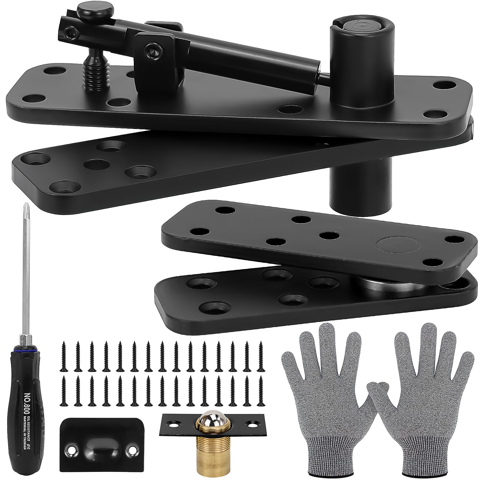Heavy Duty Hidden Door Hinge, 573LBS Load-Bearing Pivot Hinge for Secret Bookcase, 360° Rotation Stainless Steel Door Hardware Kit for Library Cabinet Hidden Shelf, Black