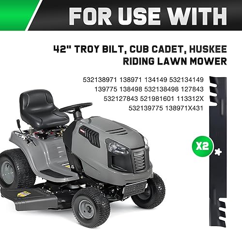 Miniatura 2 de 134149 Cuchillas de mantillo con patrón de montaje de 5 estrellas para Craftsman 42 pulgadas de cubierta de césped Reemplazar 138971 532138971 138498