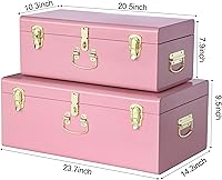 Vista 100 de Vixdonos Juego de 2 baúles decorativos de almacenamiento de caja de metal con asa (blanco con cierres de bronce)