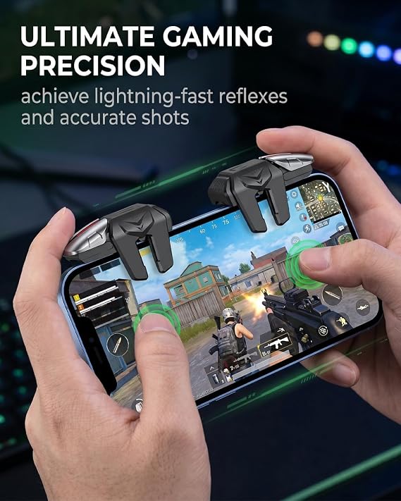 Mobile Controller Mobile Phone 4 Triggers Joystick Gaming Gadgets L1R1 L2R2 Trigger for PUBG COD Compatible with iPhone Smartphone Android iOS