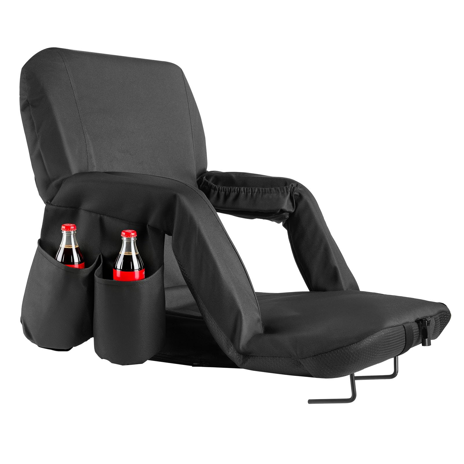 VEVOR Stadionsitz Sitzkissen mit 6 einstellbaren Winkeln, gepolsterter Stadionstuhl (584,2 mm breit) mit Armlehne & Rückenlehne & Getränkehalter, Tribünensitz für Picknicks Strandsport Gaming
