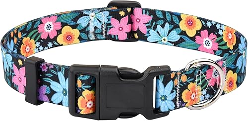 Miniatura 12 de Collar de perro para perros pequeños, collar suave y cómodo para mascotas para perros pequeños, medianos y grandes, patrón floral para perros macho