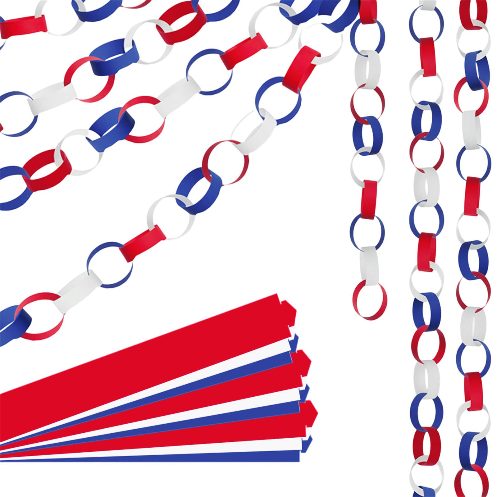 Piceioep 600 Sheets Independence Day Paper Chain Decorations 7.9Inch Long Each for Party Classroom Home Holiday Craft Independence Day Party Decorations