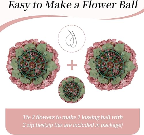 Miniatura 4 de BLOSMON Bolas de flores artificiales, centros de mesa de boda, 10 piezas de 15.7 pulgadas, flores falsas de color rosa polvoriento, arreglo de bolas