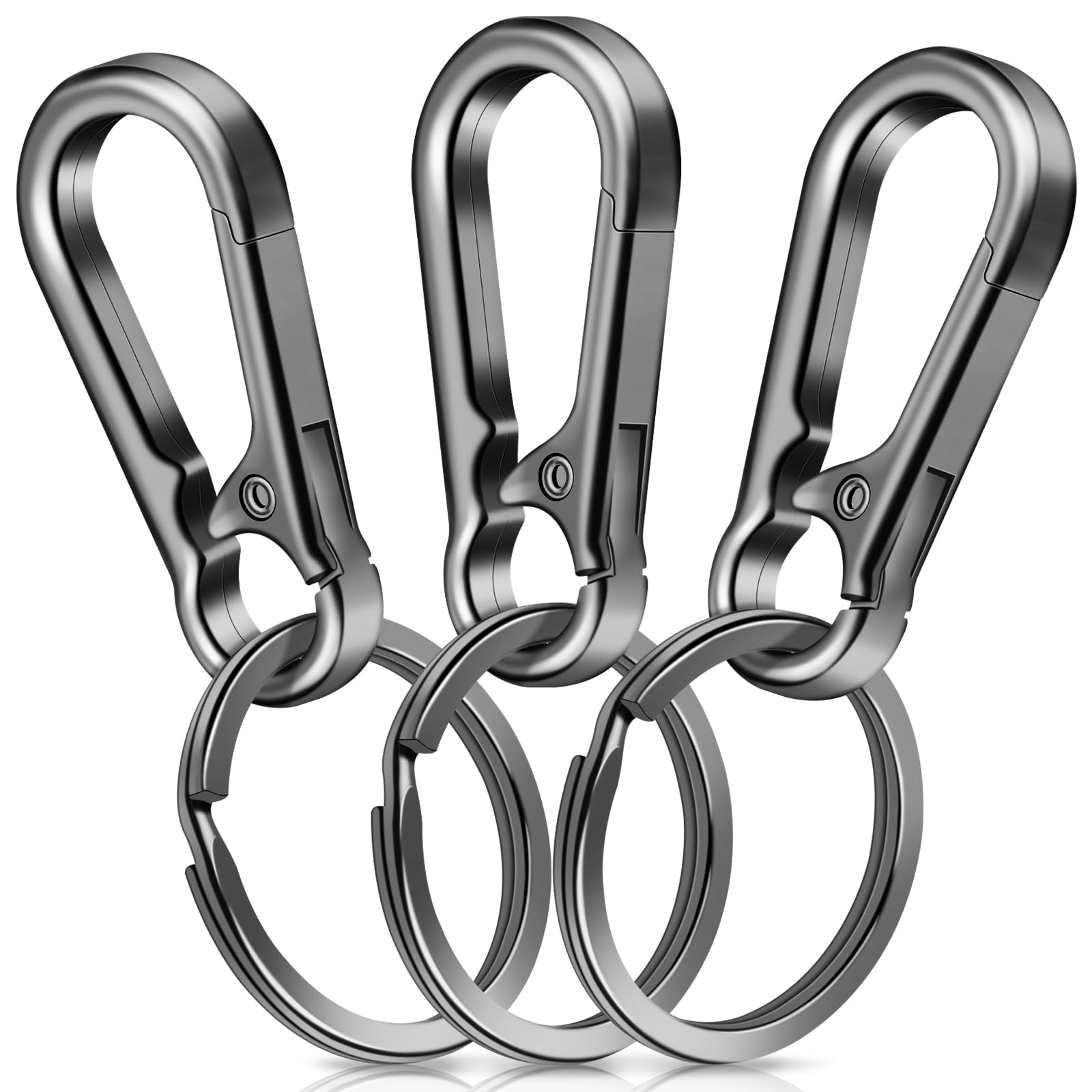 3 Stück Karabiner Schlüsselanhänger,Caianwin Karabinerhaken Klein Metall Schlüsselkarabiner,Schlüsselring mit Karabiner für Aufhängen im Rucksack, Autoschlüssel