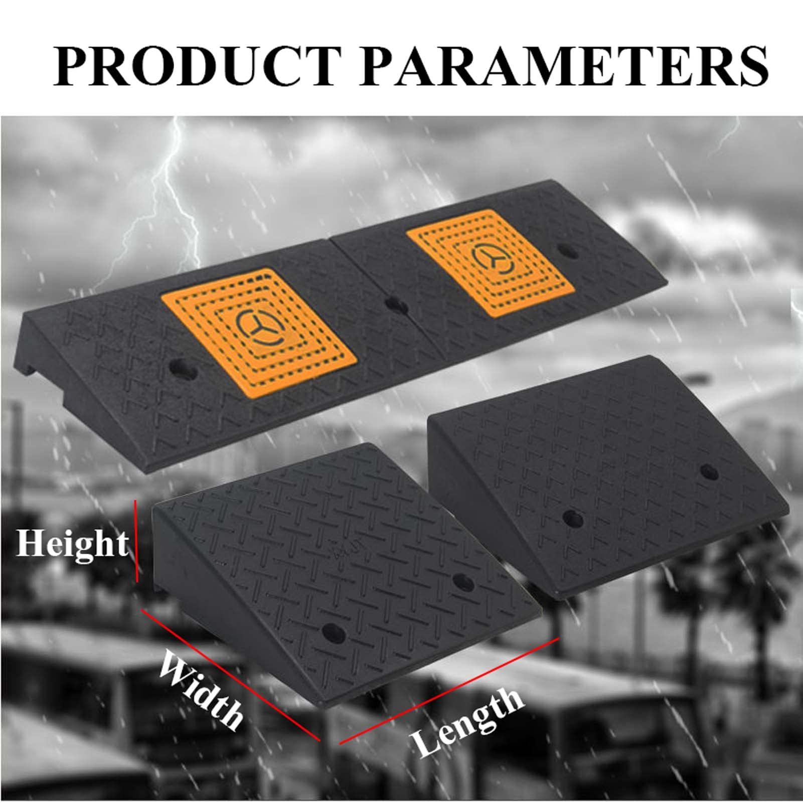 YSUEFIJO Rampas de Carga Antideslizantes, Rampa de Acceso para Coche, Rampas de Bordillo de Entrada, hasta 3000 Kg, Rampa Resistente, para Coche, Silla de Ruedas, Motociclet