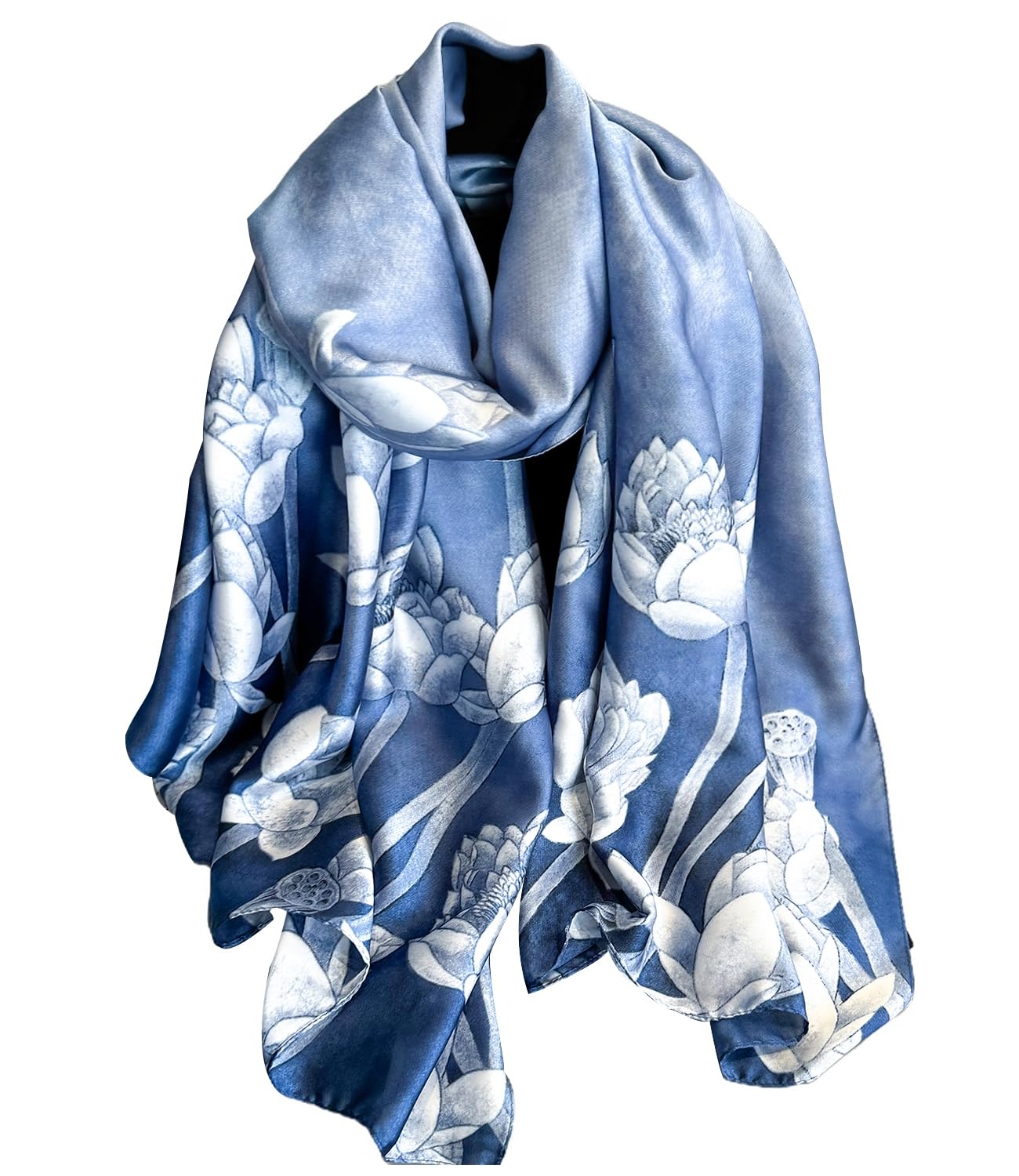 Womens 100% Large Mulberry Silk Scarf Long Satin Scarf Fashion Lightweight Wraps