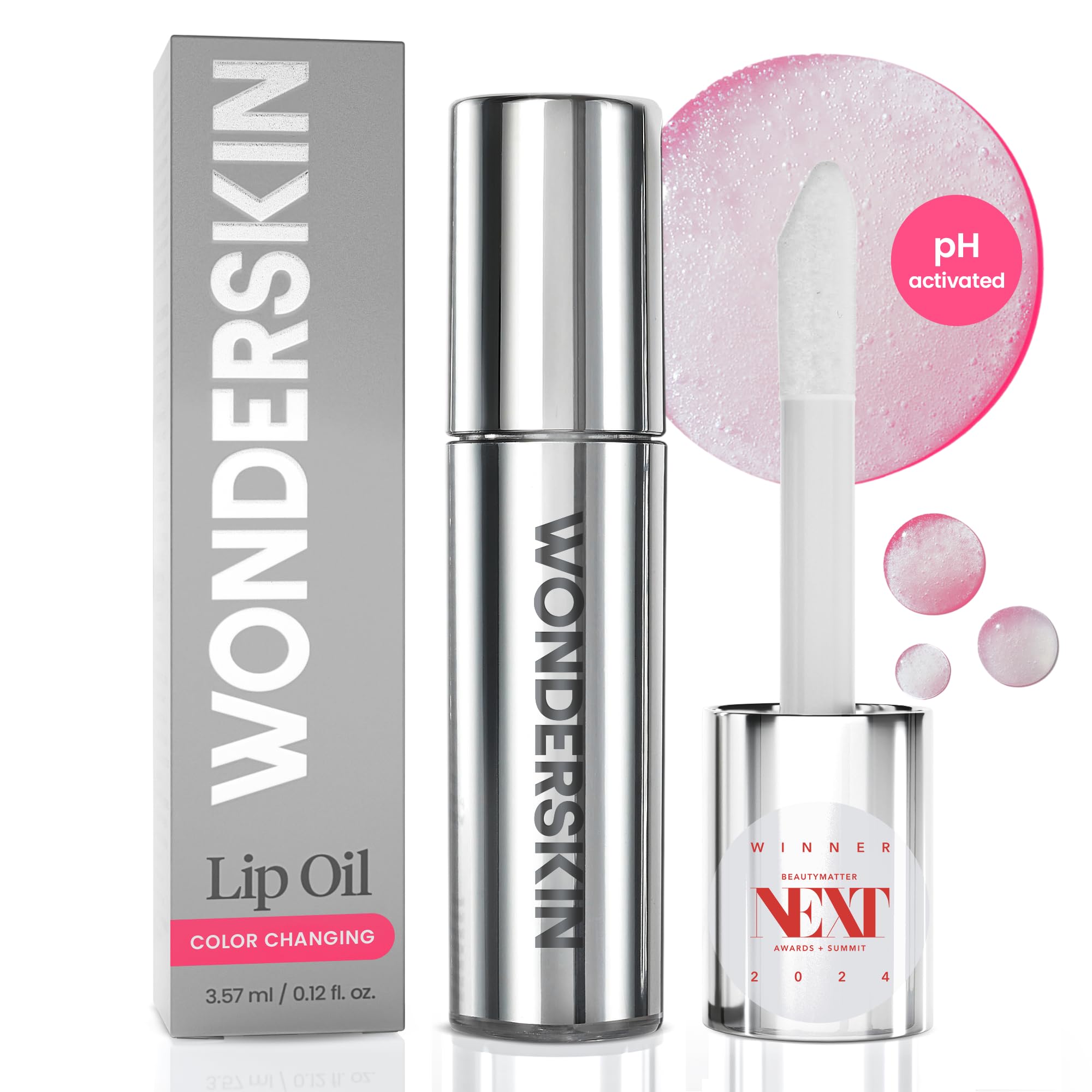 Wonderskin Lip Oil Rehab Serum, Color Changing Lip Oil from Clear to Pink, PH-activated