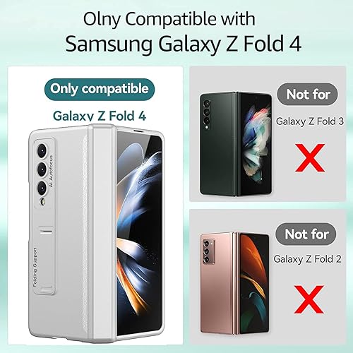 Miniatura 7 de Funda protectora para Samsung Galaxy Z Fold 4 5G con bisagra magnética con 3 modos de soporte ajustables, ultrafina de lujo, a prueba de golpes,