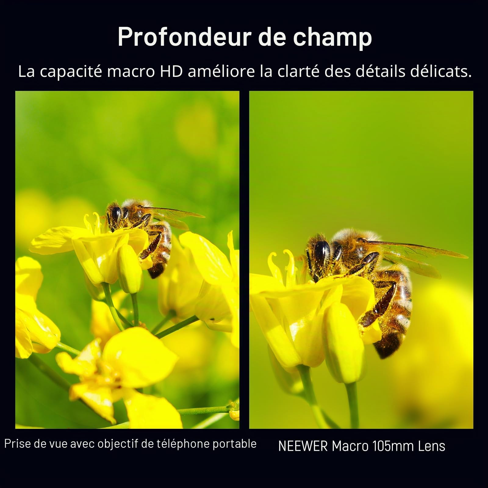 NEEWER Objectif Macro HD 105 mm Uniquement pour Plaque arrière à Filetage de 17 mm, Compatible avec SmallRig Neewer iPhone Samsung avec Adaptateur d'objectif 17 mm, Filetage Avant 46 mm, LS-26