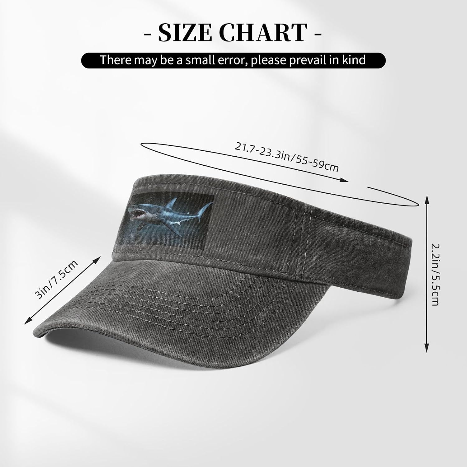 Sun Hats for Men Women Summer Sport Empty top Baseball Cotton with for Beach, Summer, Fierce Shark Black