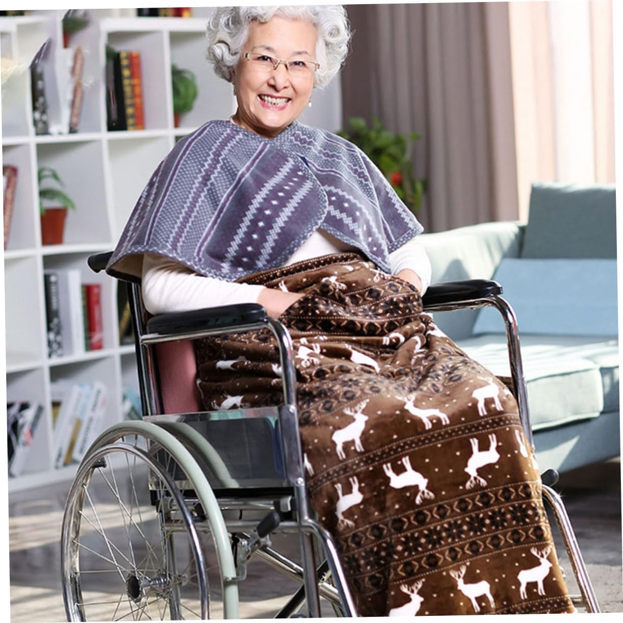 Unomor Cozy Throw Blanket for Elderly Soft Skin-Friendly Fleece for Wheelchair Car Travel and Home Use Versatile Warm Sleeping Blanket for Comfort and Care