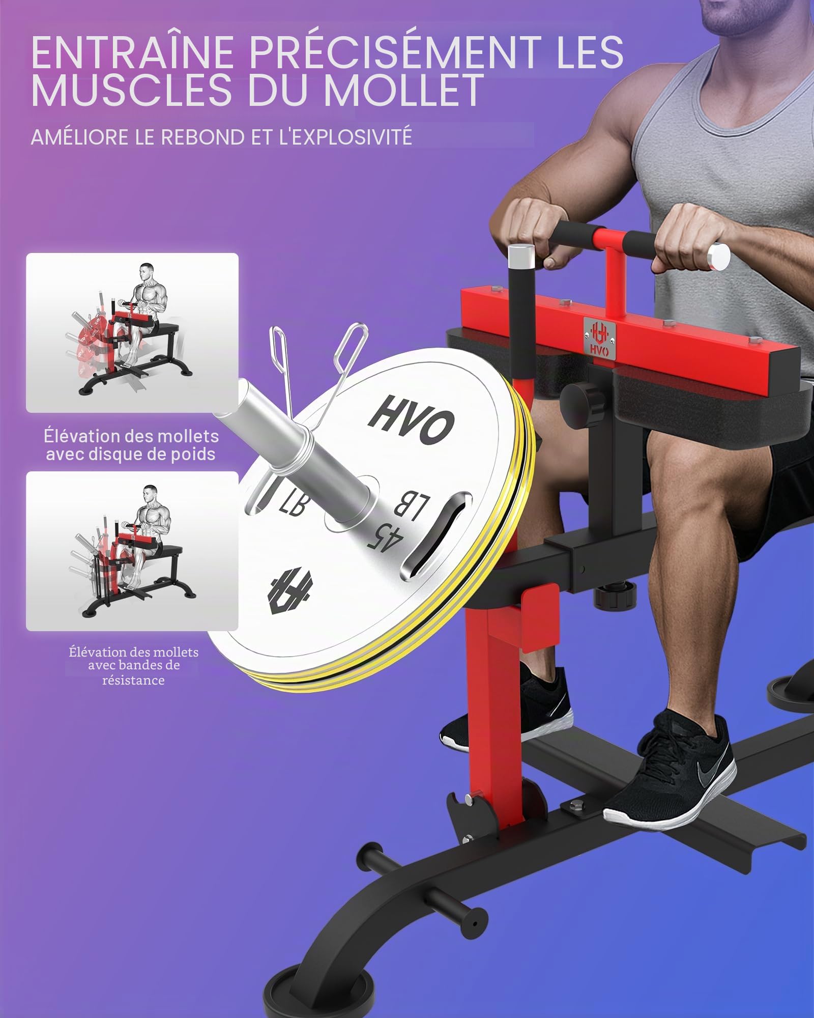 HVO Machine à Mollets Assis: Appareil d'entraînement pour Jambes à Domicile en Position Assise Seated Calf Raise Machine