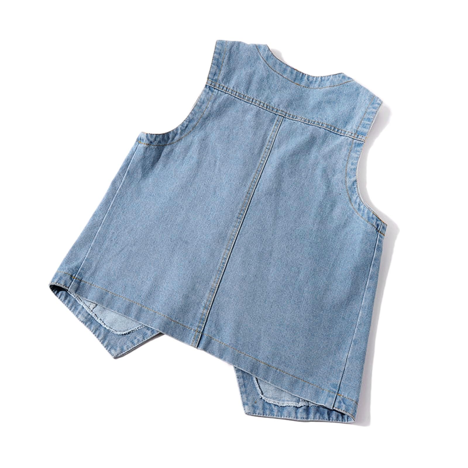 Generisch Catégorie de produit Gilet en jean pour femme - Gilet en jean sans manches avec col en V et boutonnière
