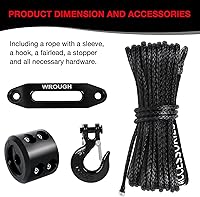 Vista 2 de Kit de cuerda de cabrestante sintética de 1/4", 1/4 Pulg x 15 Mt 4,500 Kg de resistencia cuerda de cabrestante ATV con gancho de acero, guía, tapón