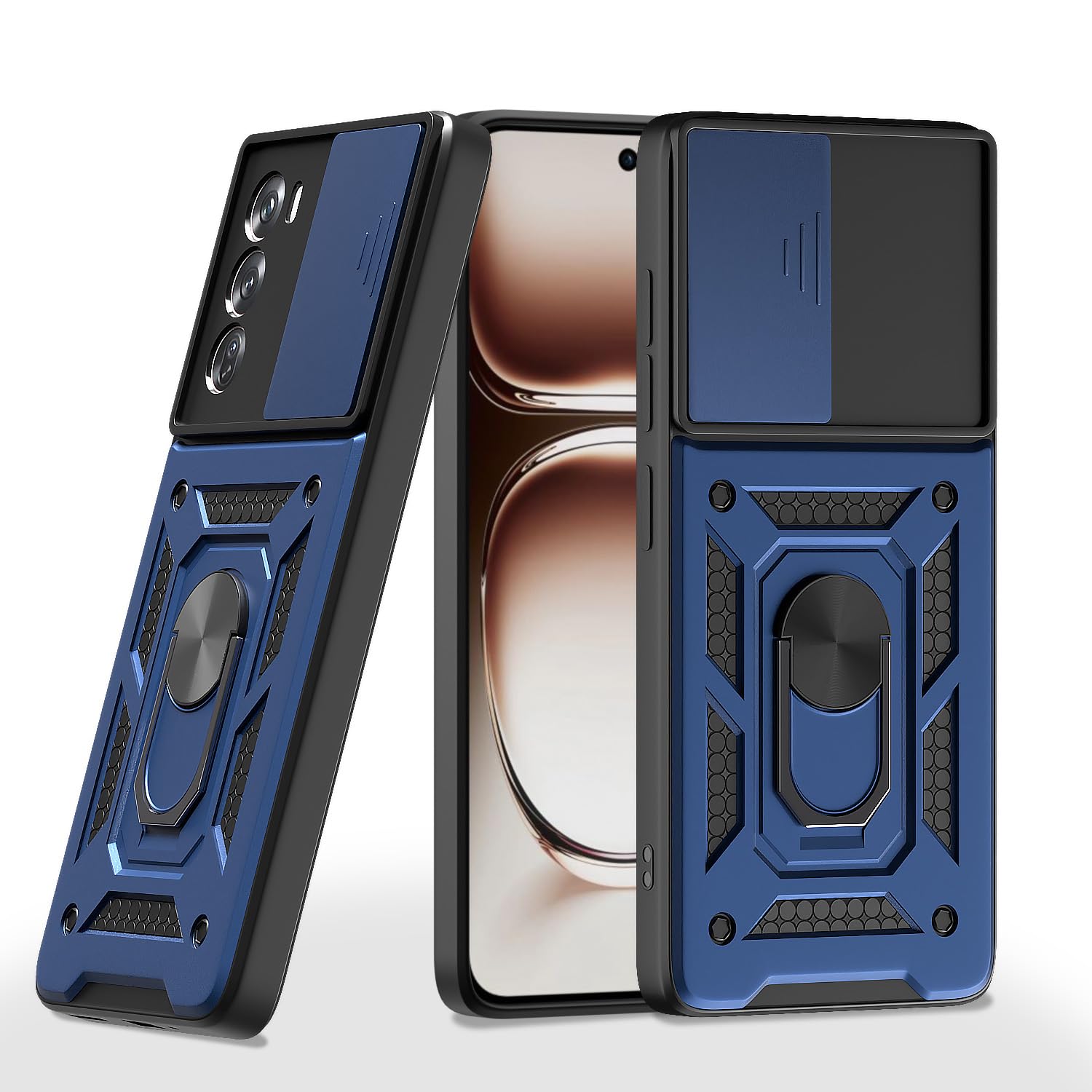 Pikkme D10 Tough Armor Bumper Case | 360 Protection Case | Sliding Camera Shield Cover & Ring Holder Stand Back Cover for Oppo Reno 12 5G (Blue) (B0DC57F9W1) Amazon Price History, Amazon Price Tracker