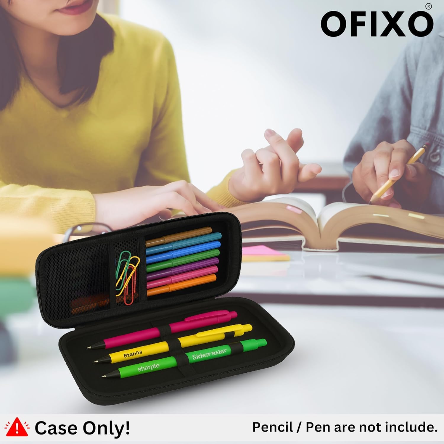 OFIXO Juego combinado – Notas adhesivas coloridas (400 piezas) y estuche rígido – Ideal para la escuela, la oficina y los suministros de arte
