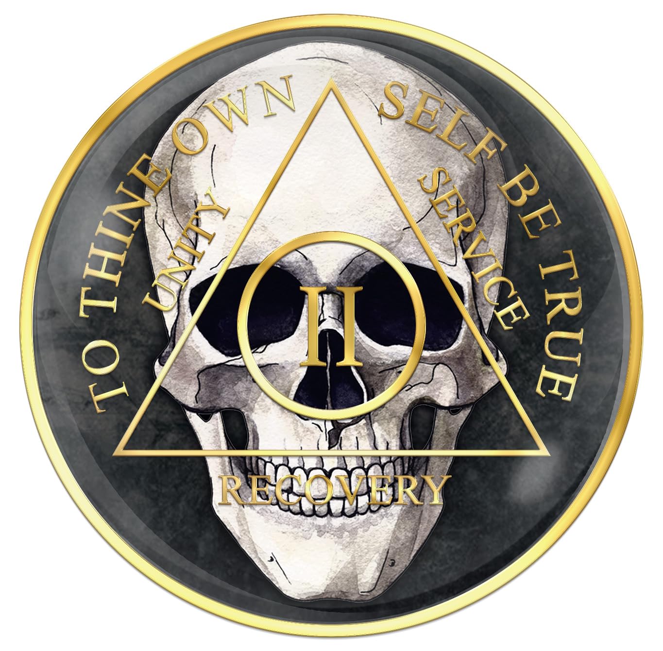 AA Recovery Medallion | AA Chip | AA Coin | Alcoholics Anonymous Chip | Recovery Gift | AA Skull Chip (2 Years)