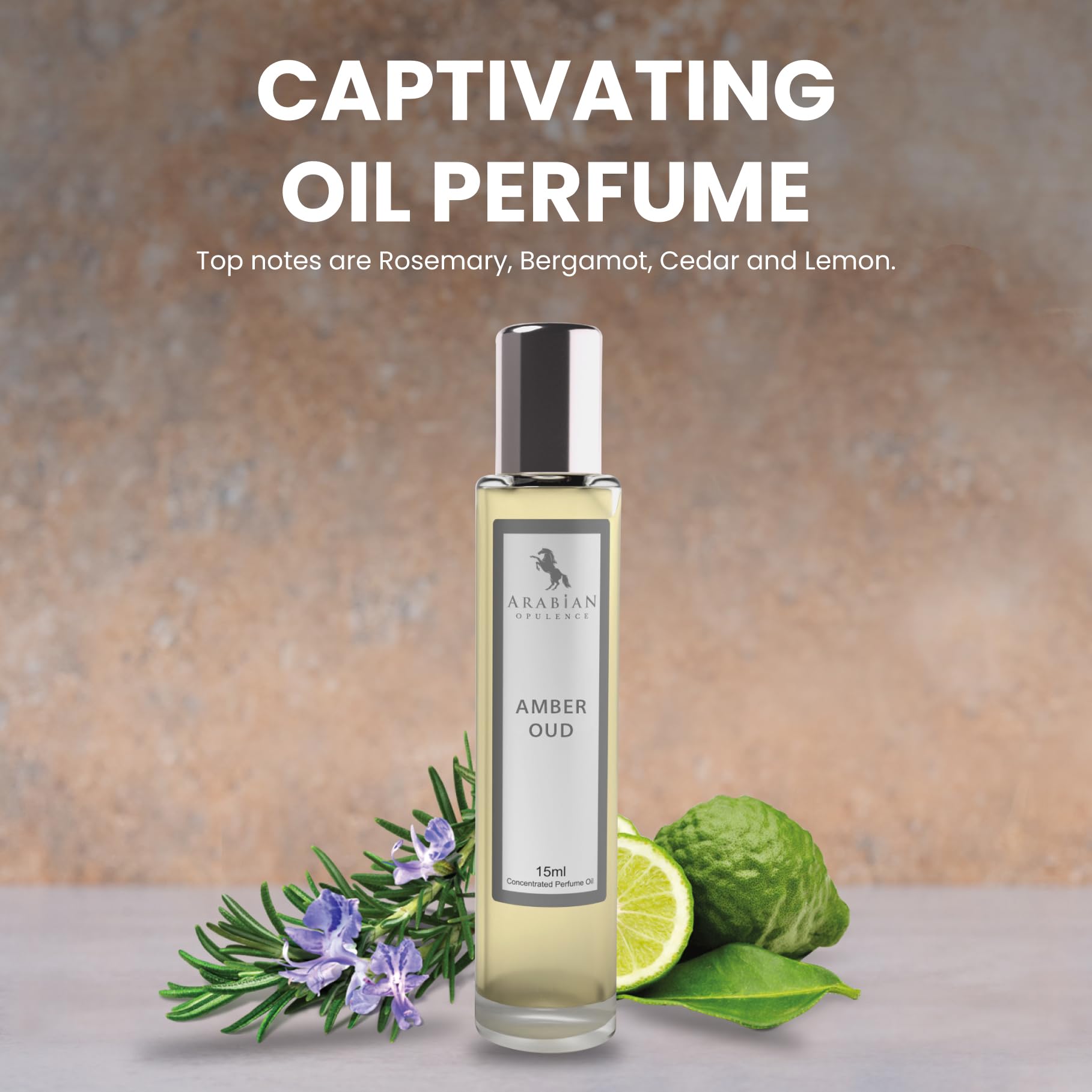 Arabian Opulence FR5 AMBER OUD Roll-on olejek perfumowany, skoncentrowany olejek do ciała, długotrwały perfumy na bazie oleju, unisex, rozmiar podróżny, butelka bez alkoholu (15 ml)