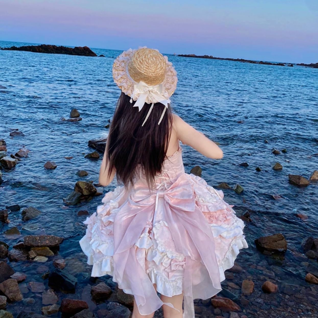 Amazon.co.jp: [Ligwon] ロリータ 帽子 麦わら帽子 カンカン帽 髪飾り