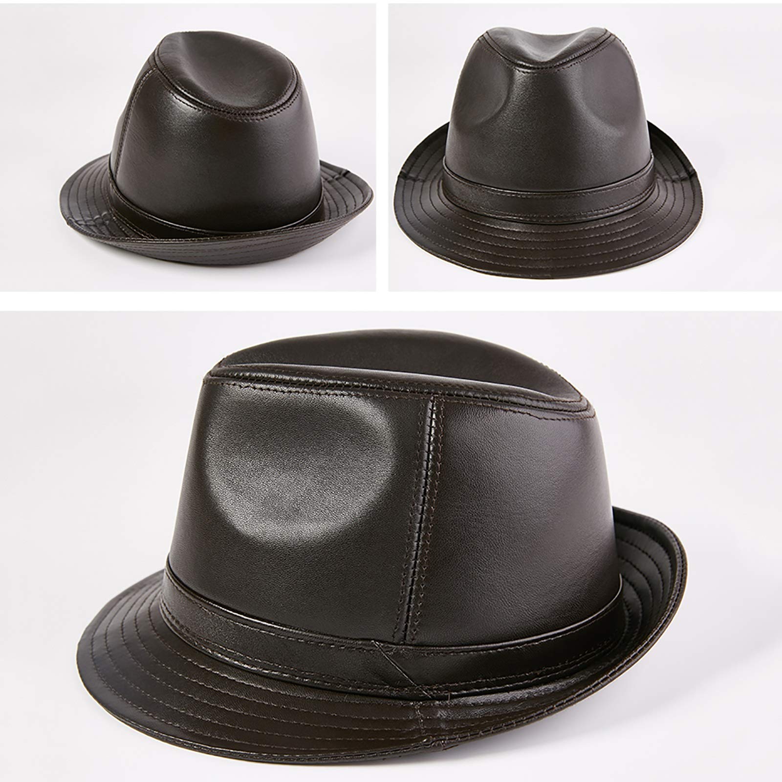 Cappelli invernali, Pelle Fedora Trilby Hat Mens Panama Jazz Hat Breve Brim Party Blowler Hat Cappello vintage Top Hat