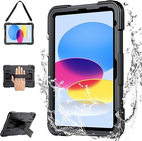 Funda para iPad A16 de 10 generación, a prueba de caídas de grado militar, resistente al agua IP68, con protector de pantalla, soporte y correa de