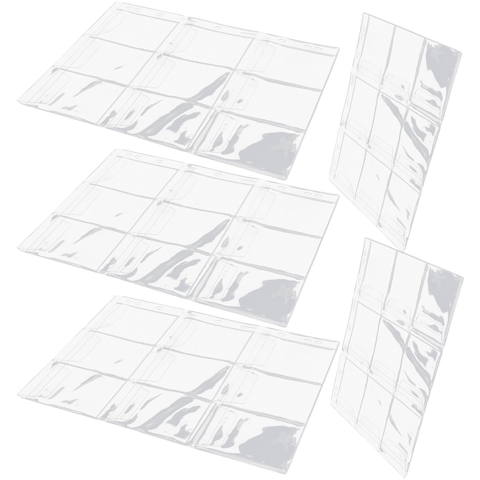 CVUTOVO コインコレクションページ 9穴バインダースリーブ 透明PC素材 両面収納 5枚セット 金銭管理用品 コイン保管用バインダー用整理シー