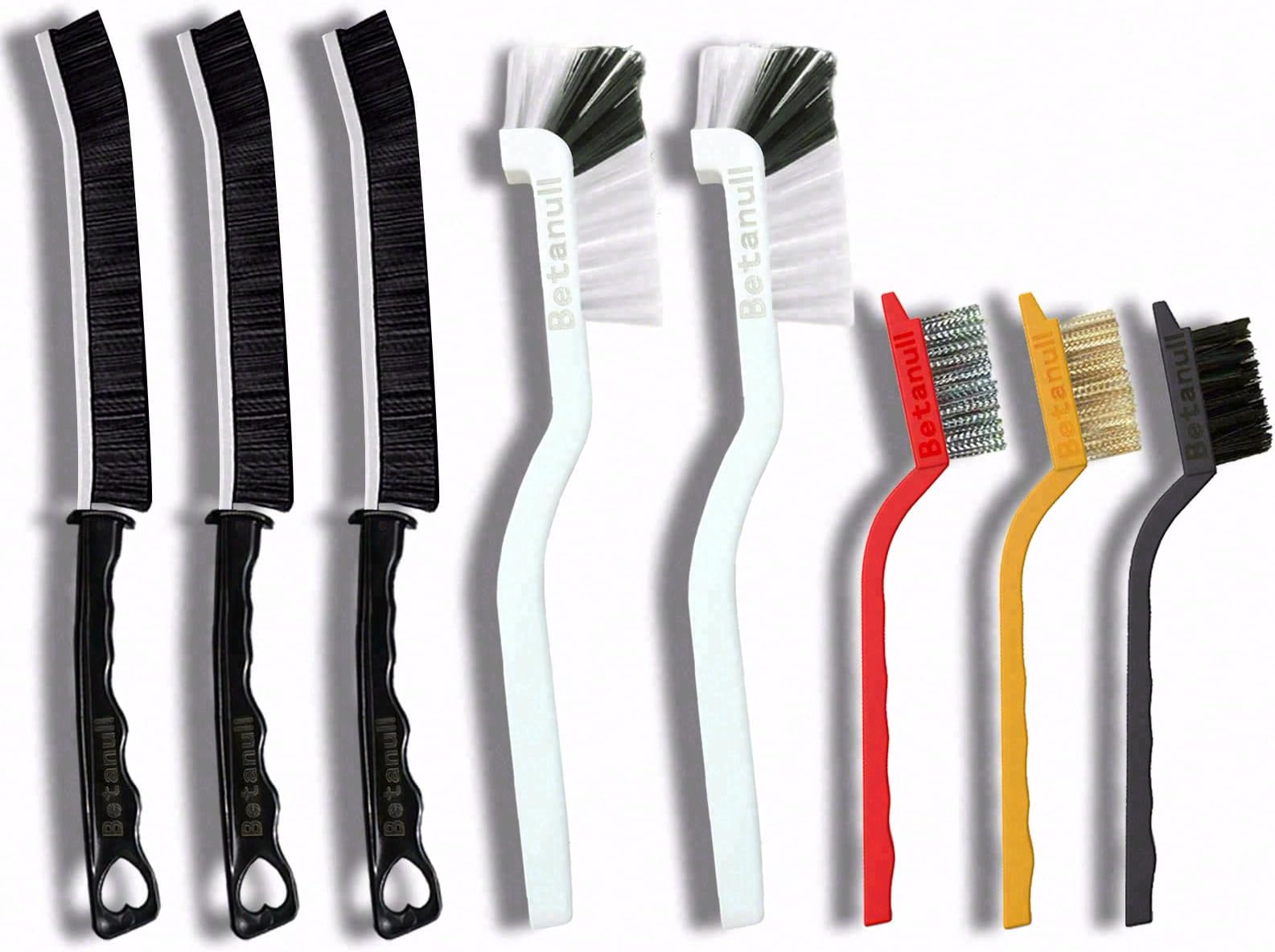 Betanull Crevice Cleaning Brush Set, Multi-Purpose Hard Bristle Brushes for Deep Cleaning Kitchen, Bathroom, Grout, Sink, Cup, Teapot, Bottle, Blender, Corners, Tight Spaces & More