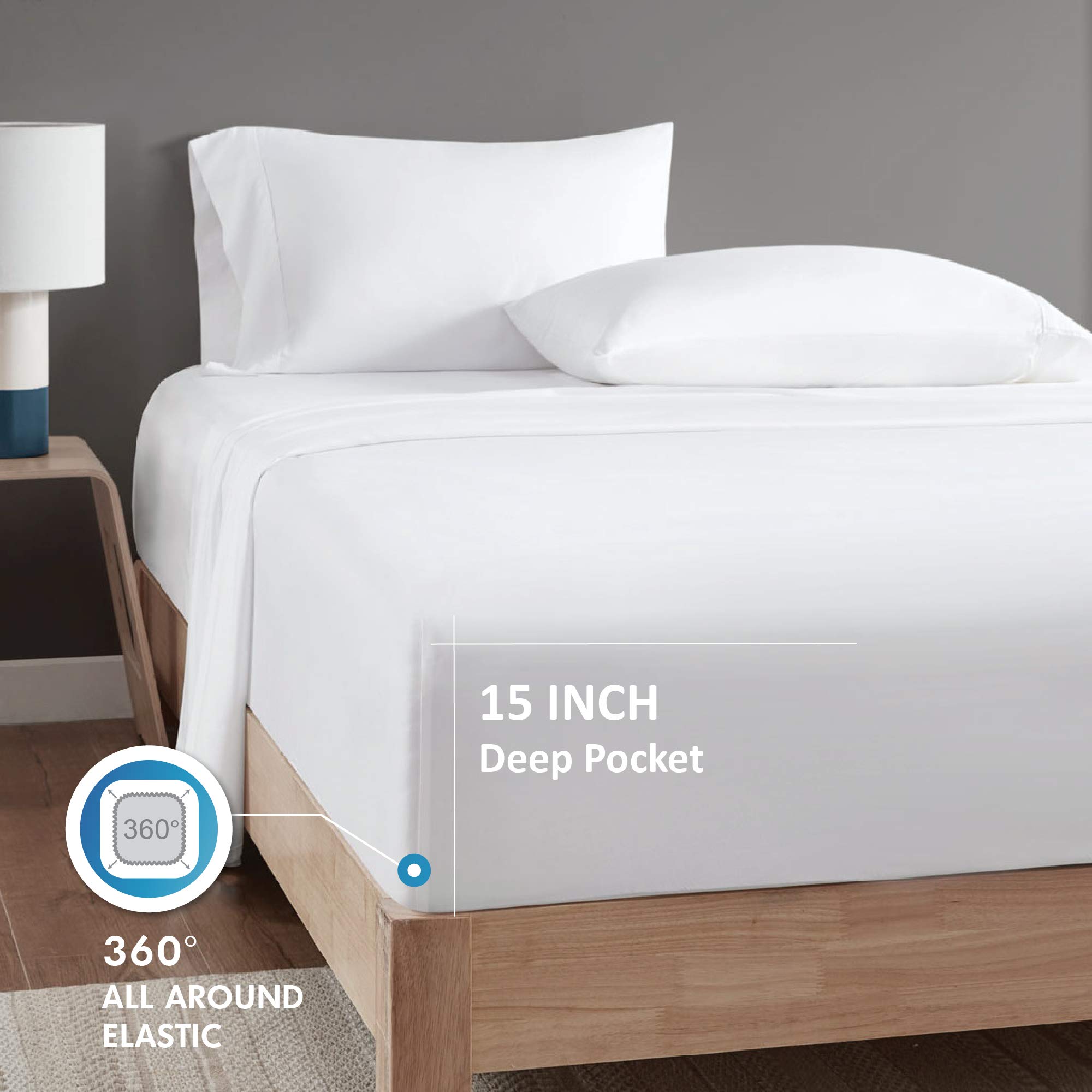 Comfort Spaces 100% Rayon (from Bamboo) Bed Sheets Set, Breathable, Cooling Sheet with 15
