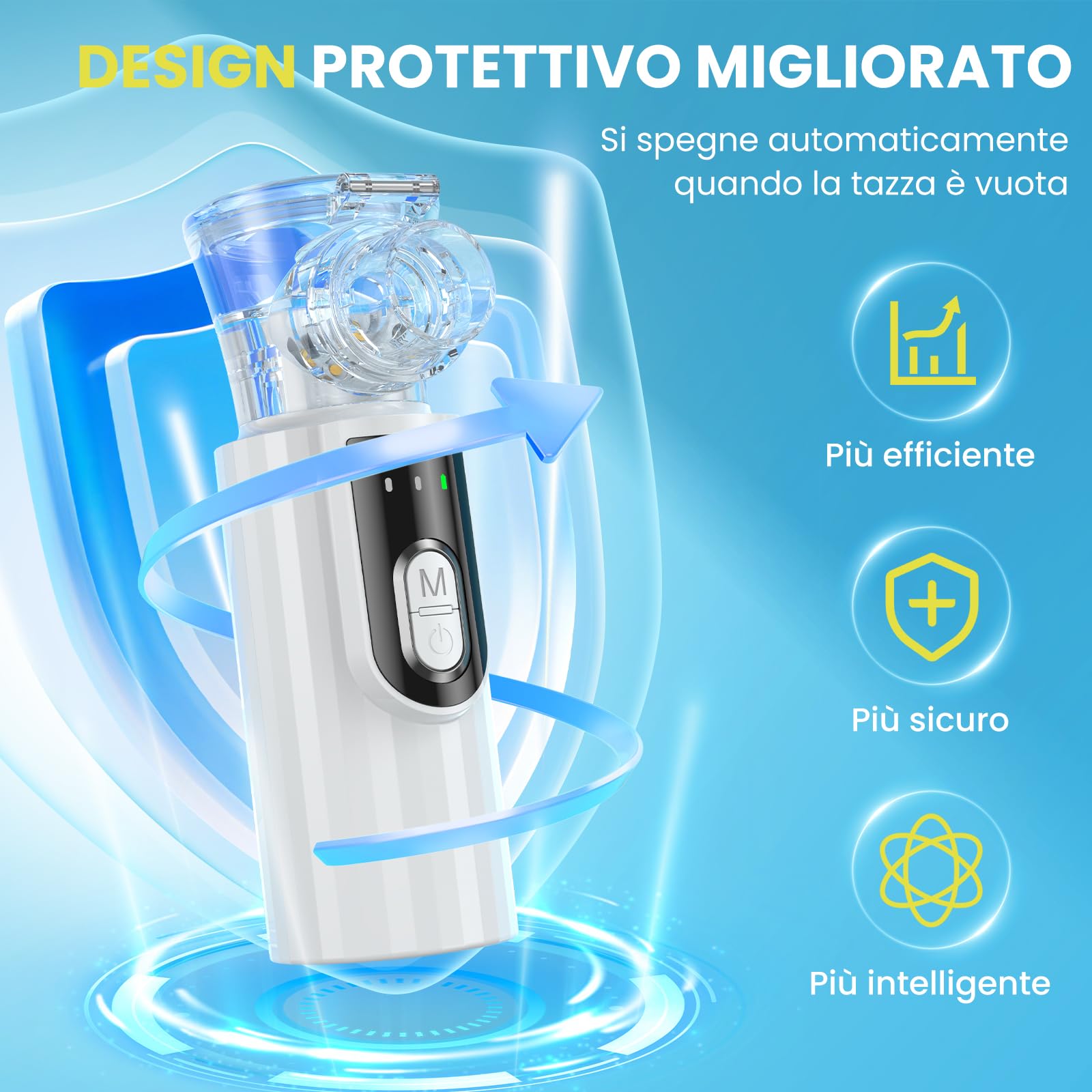 Aerosol Portatile Silenzioso – Macchina Aerosol per Aerosol Adulti e Aerosol Bambini, 2 Modalità Regolabili, Aerosol Ultrasuoni Autopulente con 2 Maschere e Boccaglio, per Viaggi e Uso Domestico
