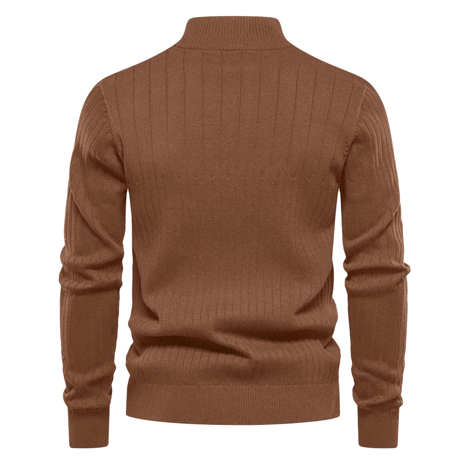 Genérico Jersey Hombre Cuello Alto Cremallera, Jersey Cuello Alto Hombre, Color Sólido Talla Grande Transpirables Holgados Cómodo Sweater Ajuste Relajado Sweater Ideal para Otoño/Invierno Uso Diario