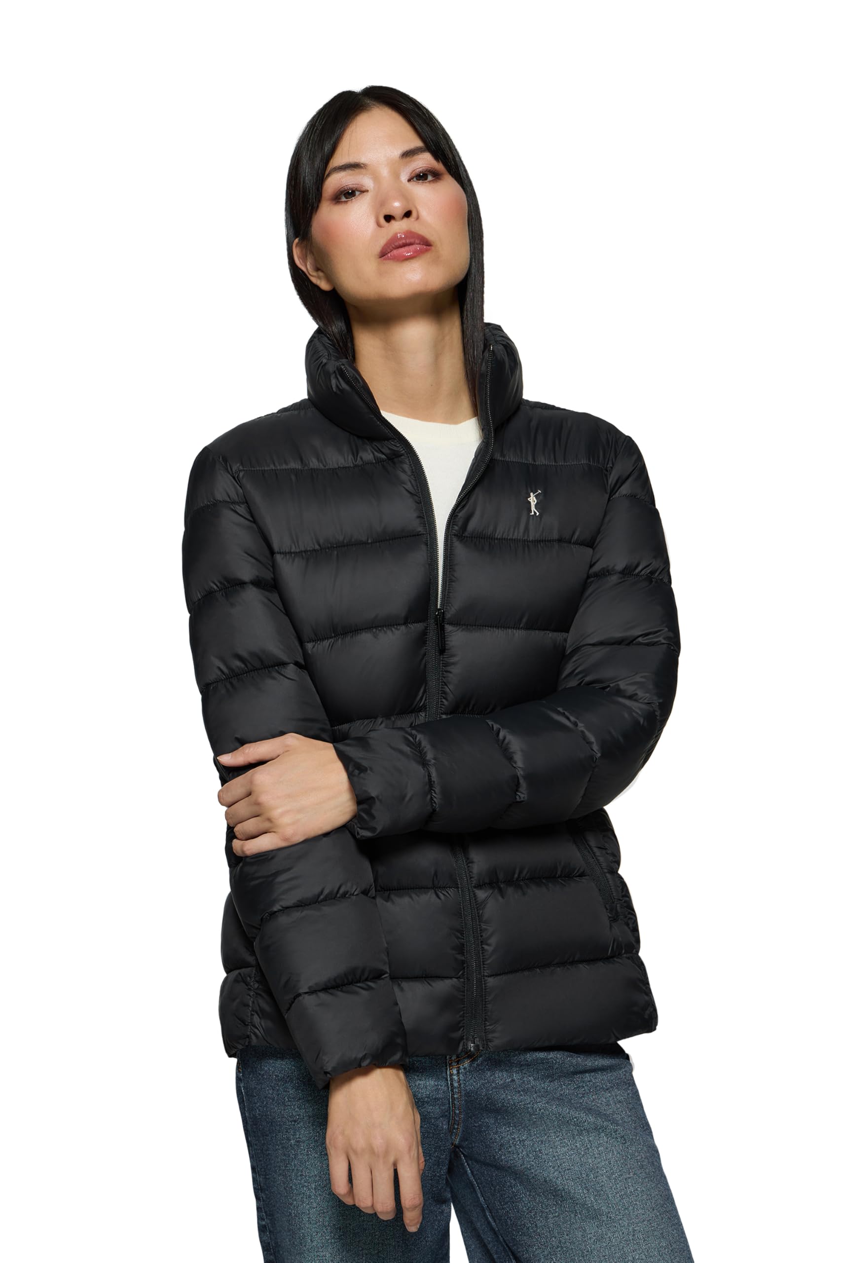 Polo Club Giacca Ultralight da Donna con ricamo e chiusura Zip - Cappotto Invernale
