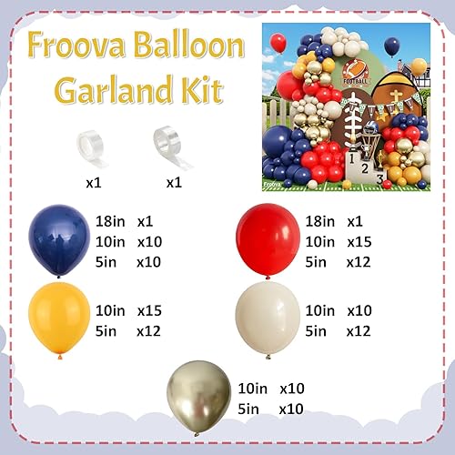 Miniatura 2 de Kit de arco de globos de graduación, 120 piezas de guirnalda de arco de globos de béisbol retro rojo azul marino amarillo blanco arena metálica