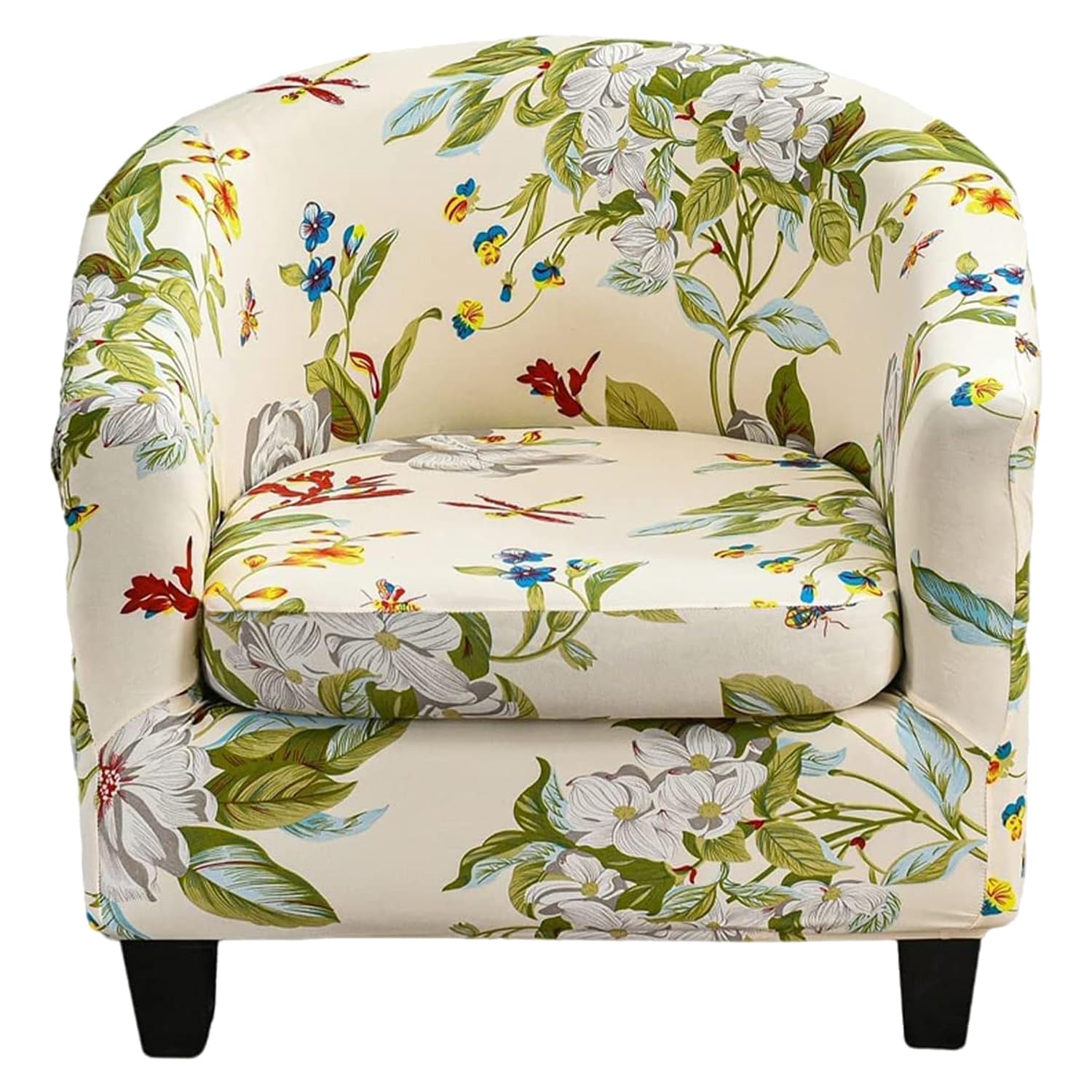 Byforphye Club Chair Slipcover, 2-Piece Design Tub Chair Cover with Cushion Cover Stretch Armchair Covers Soft Round Barrel Chair Covers for Bar Counter Club Living Room (Printed # 04)