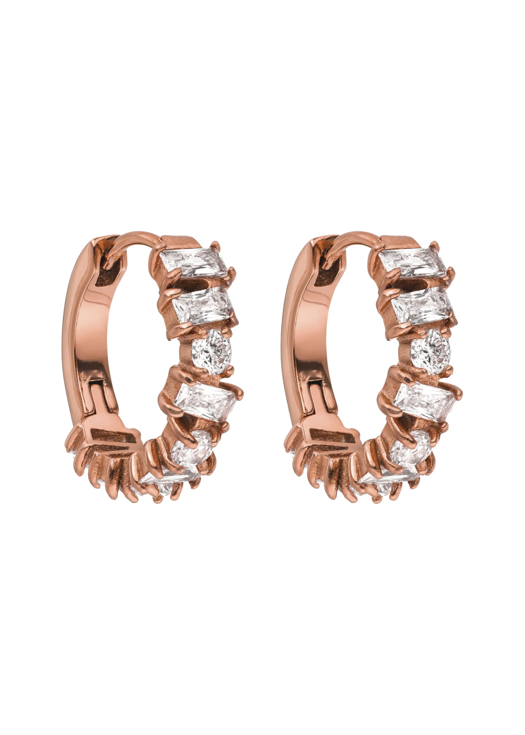 Purelei Orecchini A Cerchio Chic In Acciaio Inox | Placcato Oro 18K, Oro Rosa O Argento, Con Zirconi Bianchi, 17 Mm